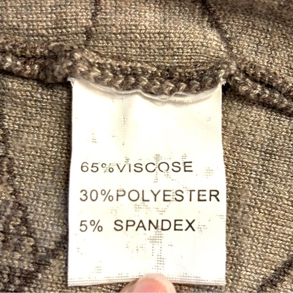 Patrizia Luca Brown and Tan Patterned V Neck Pullover Sweater - Picture 5 of 5